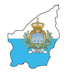 Poster - San Marino Outline Map On Flag