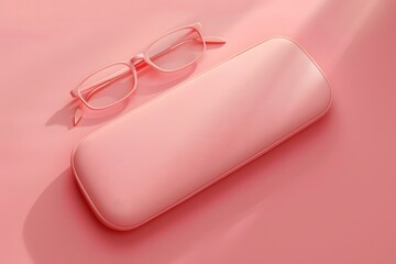 Canvas Print - Chic and minimal eyeglass case mockup on a pastel-colored background. Ideal for promoting eyewear fashion with a touch of sophistication in your design presentations.