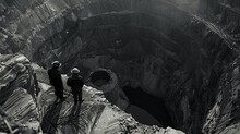 Coal Mine Workers In An Open Pit