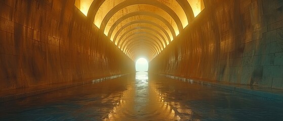 Canvas Print - Architecture tunnel on an empty asphalt road with a 3D rendering.