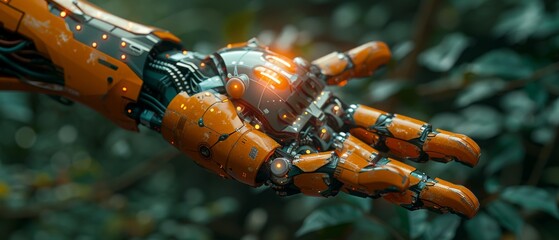 Fototapete - The hand-touching digital chatbot provides access to information and data in the online network, robot applications and global connections, artificial intelligence and innovation.