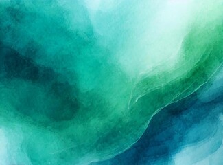 Poster - Greenish blue watercolor template background