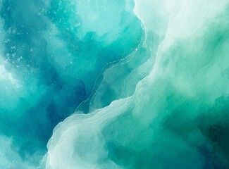 Sticker - Greenish blue watercolor template background