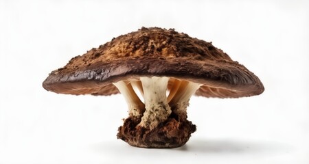 Wall Mural -  Mushroom in focus against white background