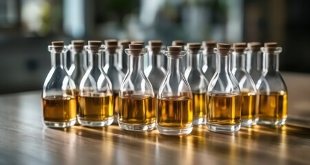 Poster -  Elegant collection of whiskey bottles on a table