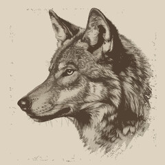 Poster - wolf head sketch old illustration