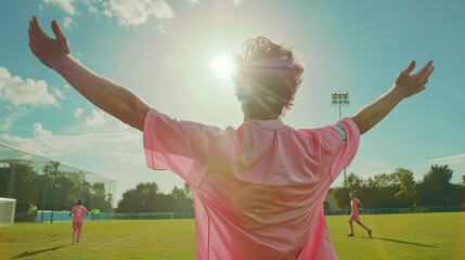 Wall Mural - soccer player in pink jersey