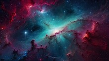 Colorful Space Nebula With Stars, Created With Some Elements Made With Generative AI