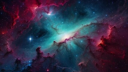 Wall Mural - Colorful space nebula with stars, created with some elements made with generative AI