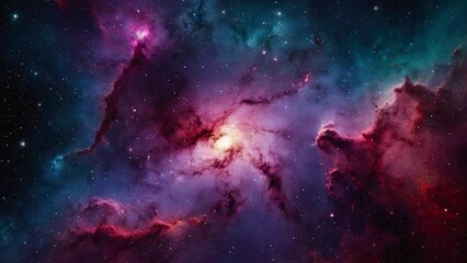 Wall Mural - Colorful nebula in space with stars, created with some elements made with generative AI
