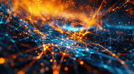 abstract blue and orange technology conncetion network background