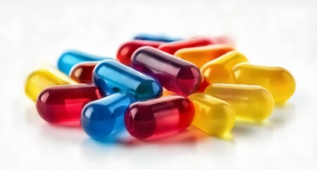 Canvas Print -  Vibrant pills in a pile, a colorful array of health and wellness