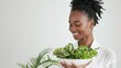 Healthy Lifestyle Concept, African American Woman with Bowl of Salad, Fresh and Organic