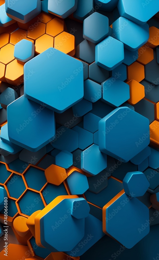 TSSOHU Geometric Abstraction Of Hexagons On A Blue Relief - View #8