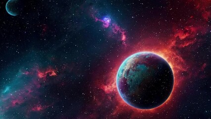 Wall Mural - Planet in space with stars, created with some elements made with generative AI