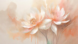 Fototapeta Fototapeta w kwiaty na ścianę - Piękne kwiaty w kolorze brzoskwiniowym, dekoracja tapeta  generative ai