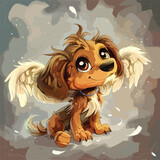 Fototapeta Młodzieżowe - Cartoon doodle angel dog