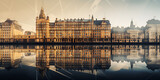 Fototapeta Big Ben - Houses of Parliament, Big Ben and Houses of Parliament reflaction in water, London, England Highlights, Generative AI