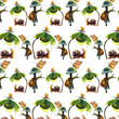 Seamless pattern with cute snails with butterflies. Watercolor drawing of cute animals.
