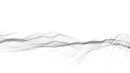 Fototapete - Technology white wave of particles. Big data visualization. Analytics representation. Digital background. 3d rendering.