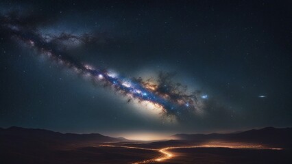 Wall Mural - starry night sky  Landscape with Milky way galaxy. Earth view from space with Milky way galaxy.  