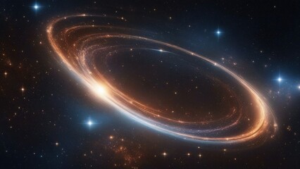 Wall Mural - planet in space _A space scene with a space warp travel through the universe filled with stars.  