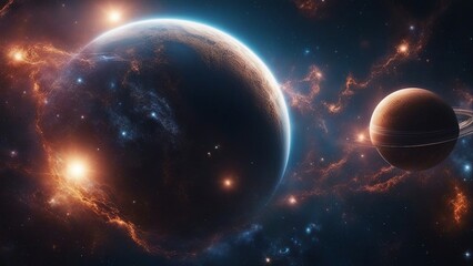 Wall Mural - planet in space planets and galaxy, cosmos, physical cosmology, science fiction wallpaper. beauty of