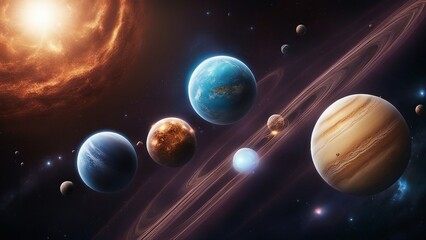 Wall Mural - planet in space _A science fiction wallpaper of planets and galaxy in deep space. 