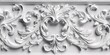 Exquisite 3D rendering of elegant ivory Gypsum sculpted adornment for traditional indoor design, crafted from plaster.