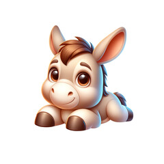 Poster - Adorable Lying Down Donkey Cartoon Illustration