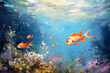 Beautiful underwater landscape. Oil painting in impressionism style.
