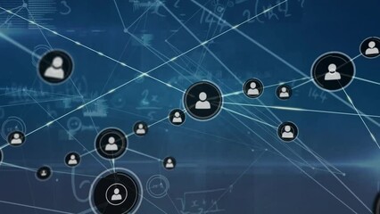 Wall Mural - animation of network of connections and data processing over servers