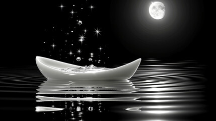 Wall Mural - Lake of stars on a black heavenly background, creating the illusion of a luminous surfac
