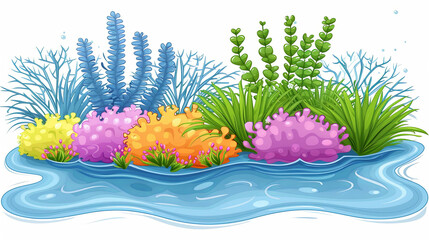 Wall Mural - The underwater world with multi colored coral reefs and many diverse fish and
