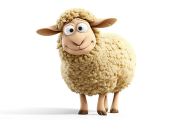 Poster - 3d funny cartoon character sheep isolated on white background