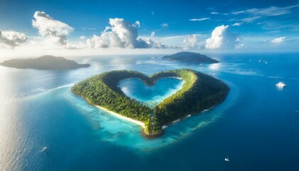 Wall Mural -  Tropical love shape island. Top wiev exotic island in the shape of a heart. Travel concept	
