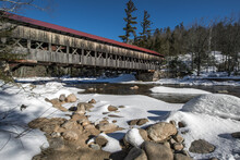 Albany Covered Bridge In NH White Mountain National Forest Over Swift River