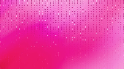 Wall Mural - Abstract pink background with cascading binary code