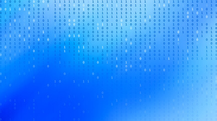 Wall Mural - abstract blue background with cascading binary code