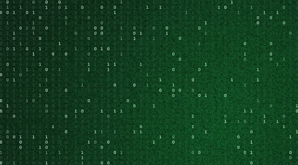 Wall Mural - binary code on a green screen