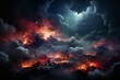 A mesmerizing digital art of a cataclysmic volcanic eruption, engulfing the world in flames and ash. The volcano spews molten lava and ash into the sky