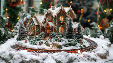 Wall Mural - Families often participate in festive activities such as decorating gingerbread houses watching classic Christmas movies or going ice skating.