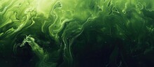 A Vibrant Green Abstract Paint Swirls Across A Black Background, Creating A Dynamic And Colorful Display Of Bubbles In Various Sizes. The Bubbles Appear To Be Floating And Moving In A Lively Pattern
