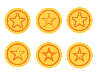 Stars in yellow circle vector set