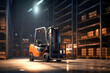 © Anoo - Forklift in a warehouse. Lifting and moving loads.