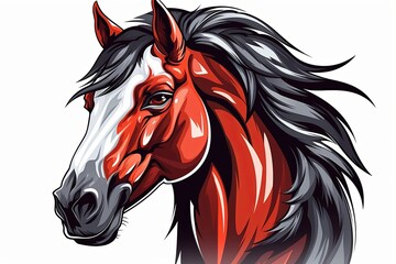 Stallion head and horse icon sticker art illustration and esports mascot logo concept