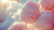 Dreamy Cotton Candy Delight: Soft Sunlight Enhancing Pastel Tones of Sugary Confection