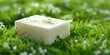 Natural soap with mint - beauty treatment and skin care concept. Selective focus with shallow depth of field.