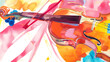 Violin colorful watercolor painting Abstract background illustration