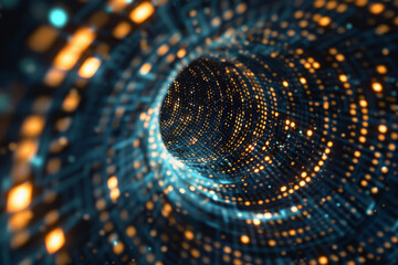 Wall Mural - a computer generated image of a tunnel of glowing dots